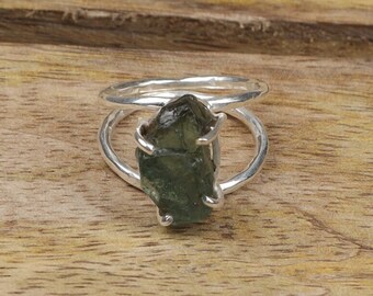 Raw Green Kyanite Ring, 925 Sterling Silver Ring, Handmade Ring, Green Gemstone Ring, Boho Ring, Minimalist Jewellery, Raw Crystal Ring