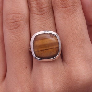 Tiger Eye Ring, 925 Sterling Silver Ring, Handmade Ring, Gemstone Ring, Boho Ring, Hippie Ring, Gift for Her, Crystal Ring, Ring for Women