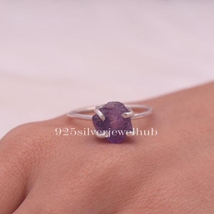 Natural Raw Amethyst Ring, 925 Sterling Silver Ring, Handmade Ring, Gemstone Ring, Women Silver Jewellery, Stone Sourced From Brazil