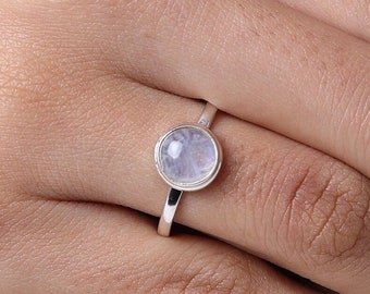 Rainbow Moonstone Ring, 925 Sterling Silver Ring, Rainbow Fire Ring, Round Shape Ring, Gemstone Ring, Bohemian Jewelry, Ring For Women