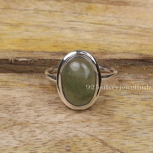 Prehnite Ring, 925 Sterling Silver Ring, Oval Crystal Ring, Handmade Ring, Cabochon Ring, Boho Ring, Prehnite Jewellery, Ring For Women