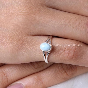 Natural Larimar Ring, 925 Sterling Silver Ring, Handmade Ring, Gemstone Ring, Women Silver Jewellery, Stone Sourced From Dominican Republic