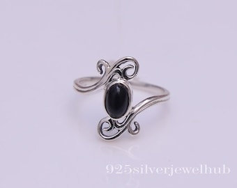 Black Onyx Ring, 925 Sterling Silver Ring, Handmade Ring, Boho Ring, Natural Gemstone Jewellery, Stone Sourced From Brazil, Gift For Her