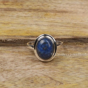 Lapis Lazuli Ring, 925 Sterling Silber Ring, Oval Edelstein Ring, Handgefertigter Ring, September Geburtsstein, Boho Schmuck, Hochzeitsgeschenk für Frauen