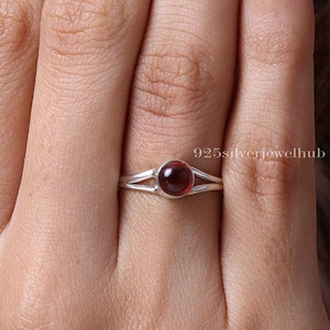 Garnet Ring, 925 Sterling Silver Ring, Round Gemstone Ring, January Birthstone Ring, Minimalist Ring, Handmade Silver Ring, Gift For Her