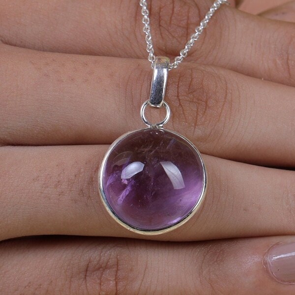 925 Indian Vintage Silver 8ct Pear Cut February Birthstone Amethyst Pendant main image 0