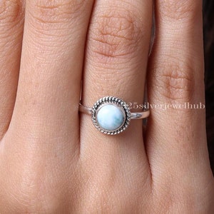 Natural Larimar Ring, 925 Sterling Silver Ring, Handmade Ring, Boho Ring, Women Silver Jewellery, Stone Sourced From Dominican Republic