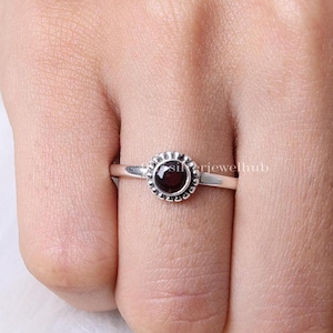 Cut Garnet Ring, 925 Solid Sterling Silver Ring, Gemstone Ring, Handmade Silver Ring, January Birthstone, Minimalist Jewelry, Gift For Her