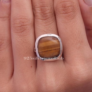 Tiger Eye Ring, 925 Sterling Silver Ring, Handmade Ring, Gemstone Ring, Boho Ring, Hippie Ring, Gift for Her, Crystal Ring, Ring for Women