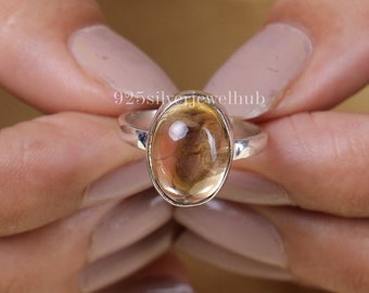 Citrine Ring, 925 Sterling Silver Ring, Oval Ring, Gemstone Ring, Boho Ring, Statement Ring, Handmade Ring, Women Ring, Yellow Citrine Ring