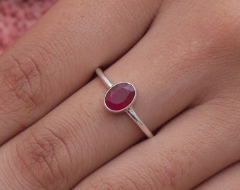 Natural Ruby Ring, 925 Sterling Silver Ring, Handmade Ring, Boho Ring, Minimalist Silver Jewellery, Stone Sourced From Myanmar (Burma)