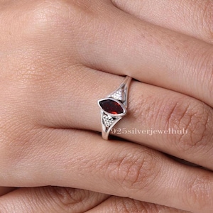 Natural Garnet Ring, 925 Sterling Silver Ring, Handmade Ring, January Birthstone Ring, Women Silver Jewellery, Stone Sourced From Africa