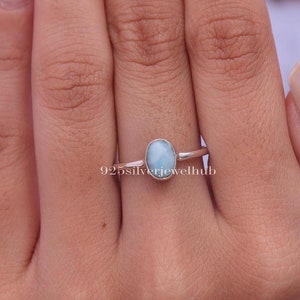 Natural Larimar Ring, 925 Sterling Silver Ring, Handmade Ring, Boho Ring, Women Silver Jewellery, Stone Sourced From Dominican Republic