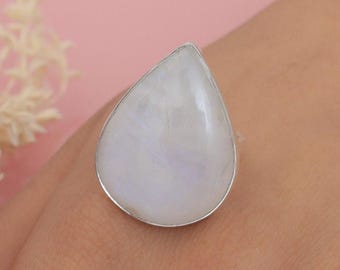Regenbogen Mondstein Ring, 925 Sterling Silber Ring, Juni Birthstone Ring, natürlicher Edelstein Schmuck, handgemachter Ring, Geschenk für Frauen
