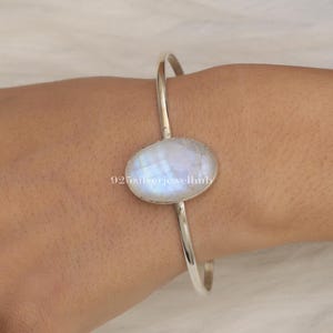 Rainbow Moonstone Cuff, 925 Sterling Silver Cuff Bracelet, Handmade Cuff, Gemstone Bangle Bracelet, Moonstone Silver Jewellery, Gift For Her