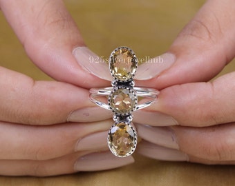 Cut Citrine Ring, 925 Sterling Silver Ring, Boho Ring,Handmade Silver Jewellery, Hippie Ring, Statement Ring, Women Ring, Christmas Gift
