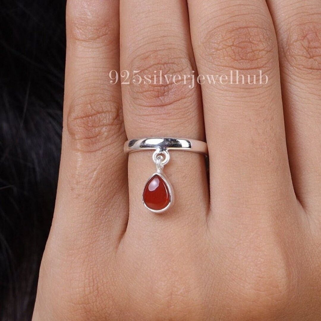 Bague En Argent 925 Et Cornaline - Taille 53 - Marque 'Délicatement Doux' - Neuf Avec étiquettes