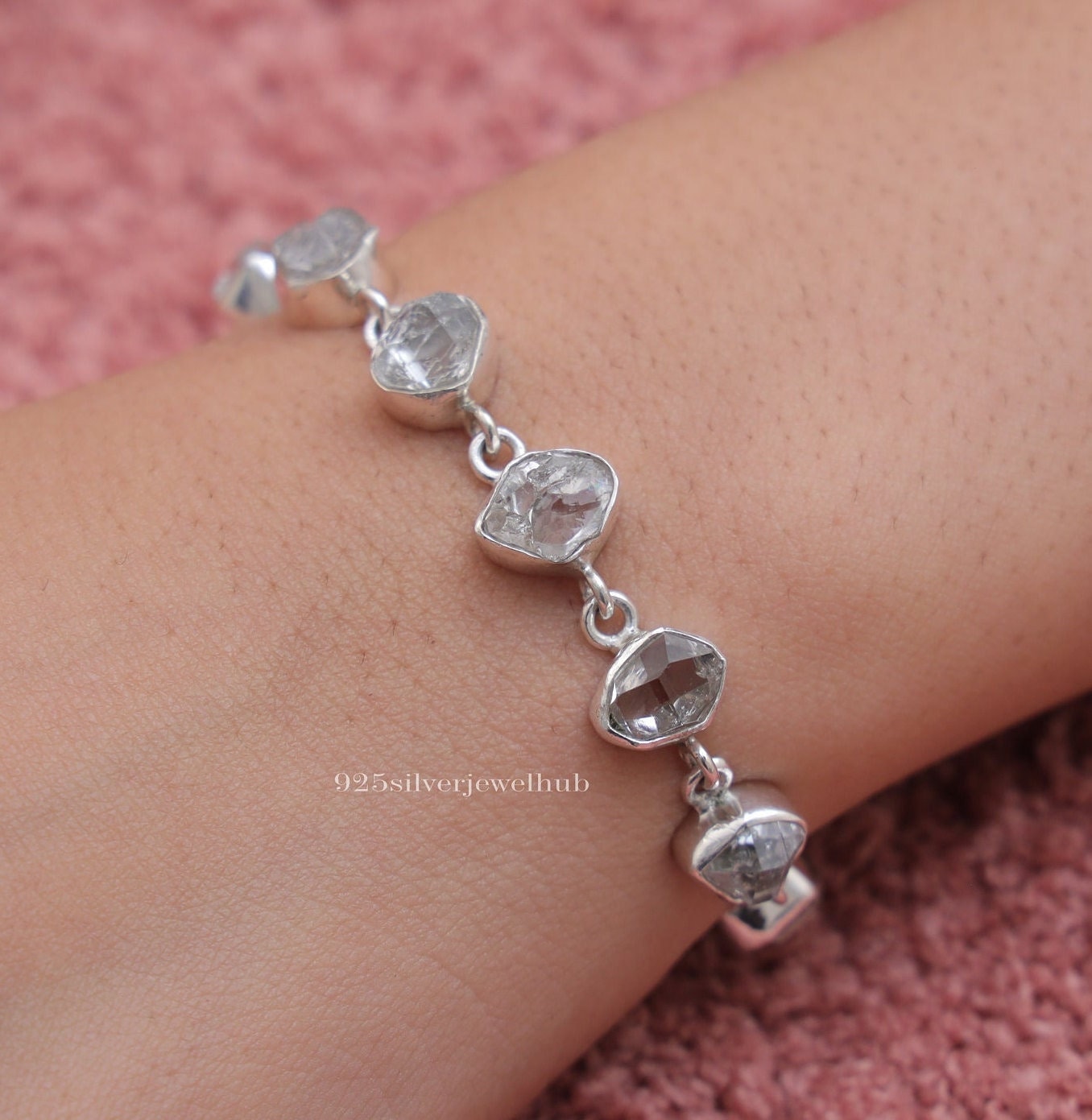 Herkimer DIAMOND ブレスレット ハワイ BellaAnela #541 close to me 刻印無料 ハワイアンジュエリー ブルーダイヤモンド