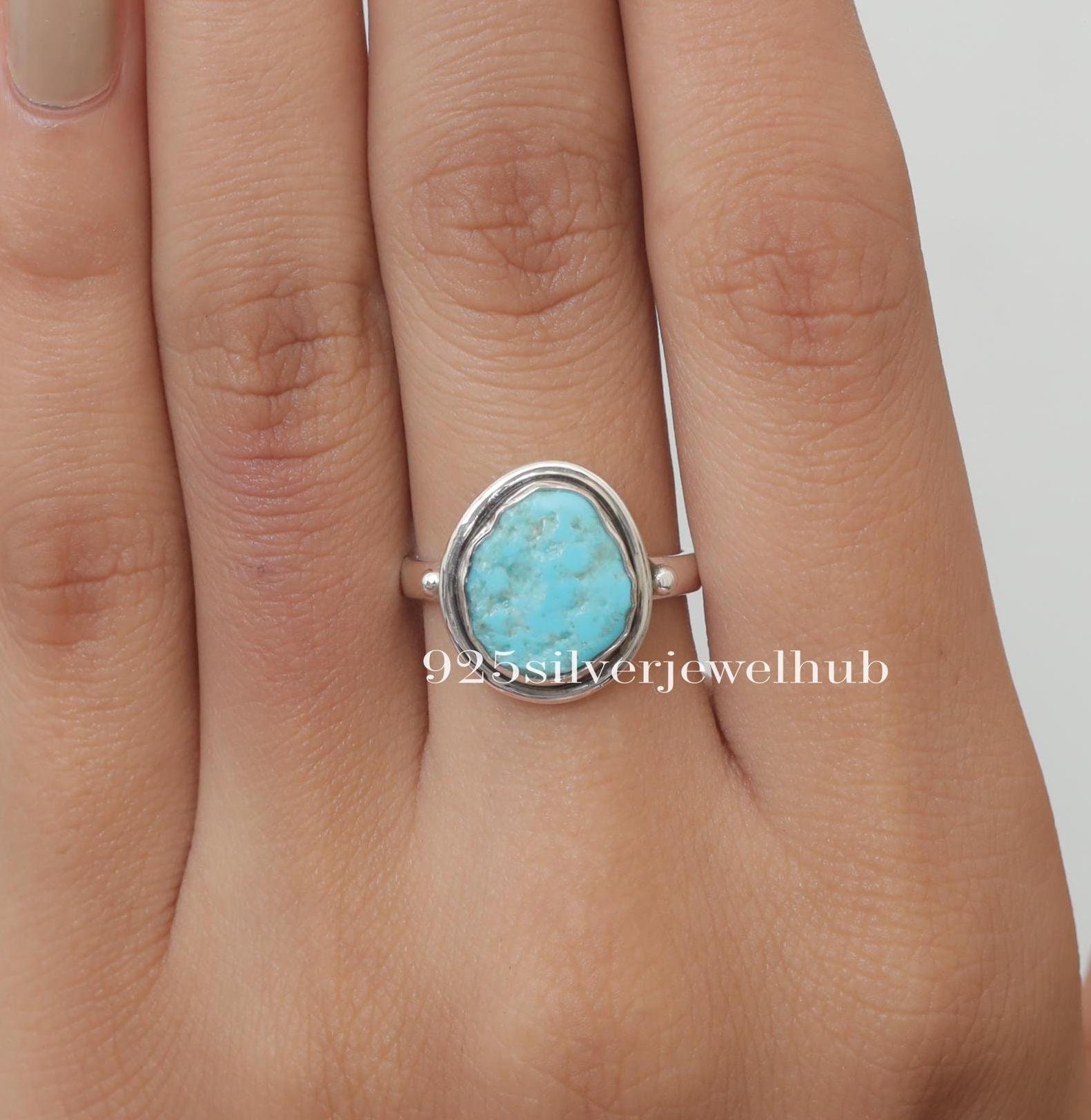 Anello in argento sterling con pietra turchese: stile boho