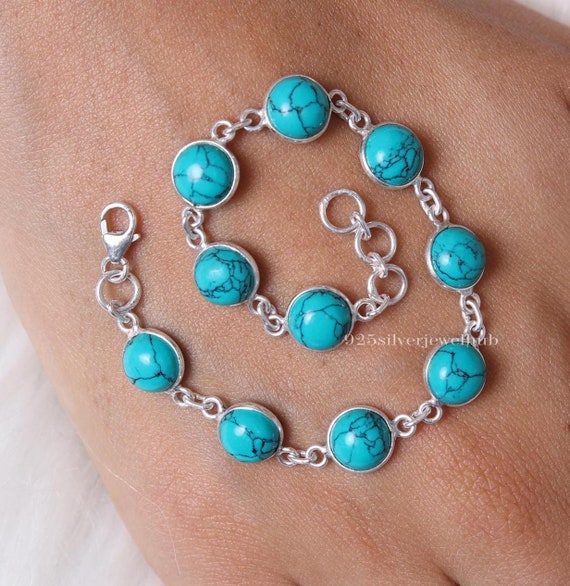 Bracciale in argento sterling con turchese, USA 6,21 ct