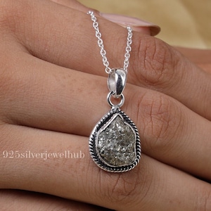 Raw Pyrite Druzy Pendant, 925 Sterling Silver Necklace, Gemstone Pendant, Handmade Jewelry, Crystal Necklace, Boho Pendant, Gift For Women