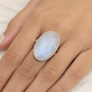 Rainbow Moonstone Ring, 925 Solid Sterling Silver Ring, Oval Shape Ring, June Birthstone Ring, Handmade Ring, Moonstone Gemstone  Jewellery