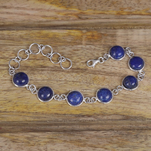 Lapis Lazuli Bracelet, 925 Solid Sterling Silver Bracelet, Boho Handmade Bracelet, September Birthstone Bracelet, Halloween Jewellery