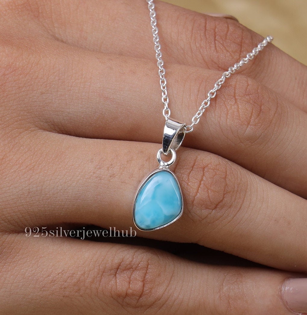 Pendentif Larimar ovale argent 925