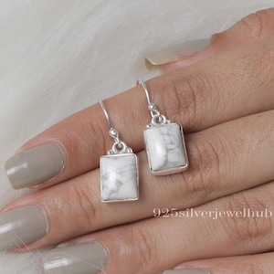 Natural Howlite Earrings, 925 Sterling Silver Earrings, Boho Handmade Earrings, Dangle Drop Jewellery, Women Silver Earrings, Gift For Her