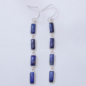 Lapis Lazuli örhängen, 925 sterlingsilverörhängen, hängande örhängen, ädelstensörhängen, silversmycken för kvinnor, jubileumspresent bild 4