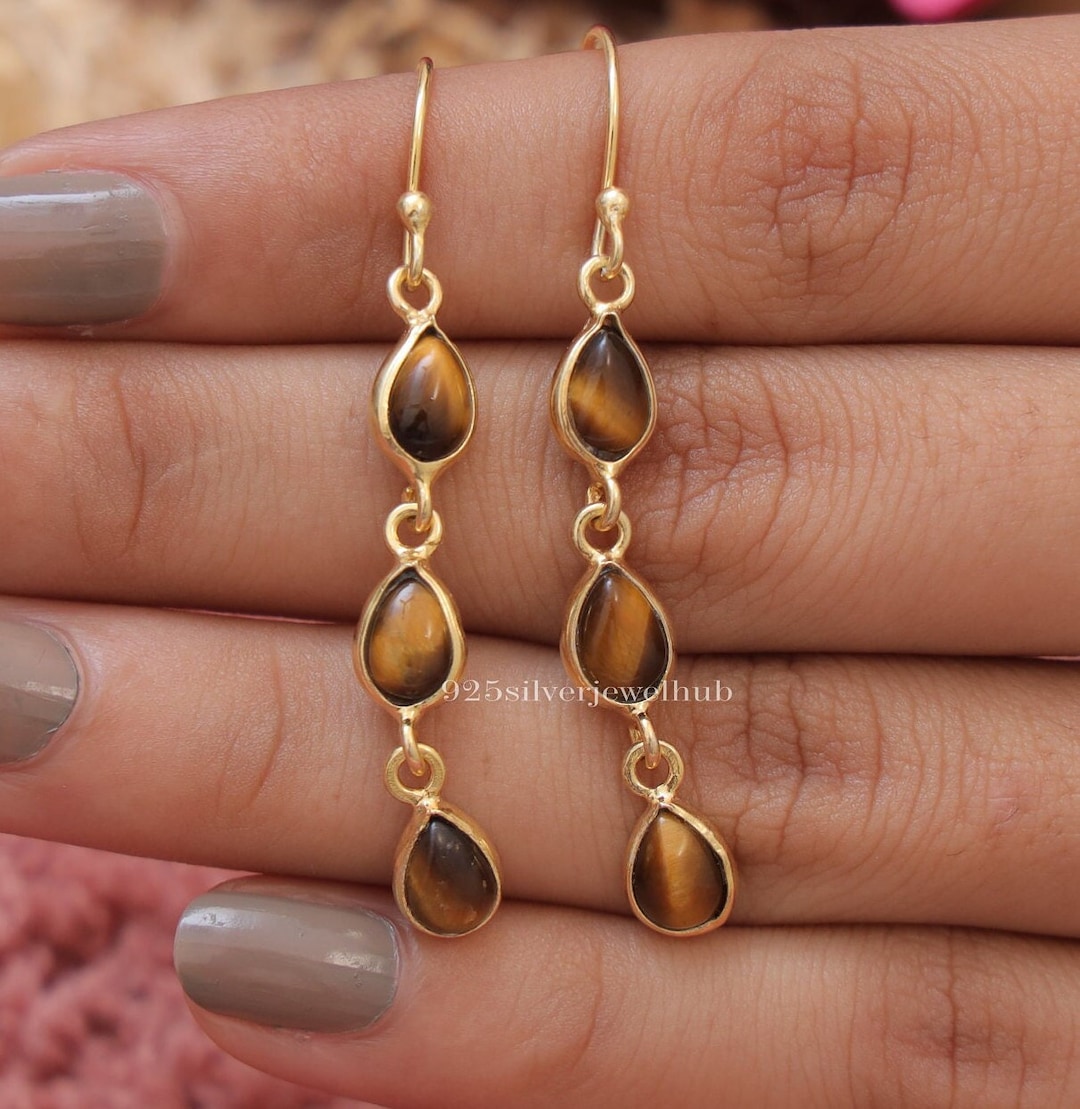 CLOVER TIGER EYE EARRINGS