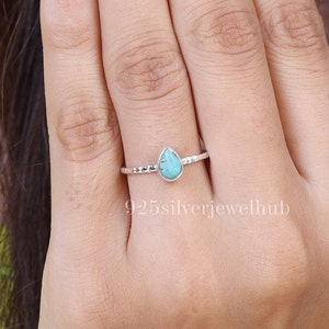 Natural Arizona Turquoise Ring, 925 Sterling Silver Ring, Pear Shape Ring, Boho Gemstone Ring, Handmade Ring, Women Jewellery, Gift For Her