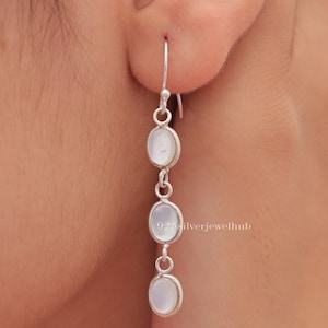 Mother of Pearl Earrings, 925 Sterling Silver Earrings, Handmade Earrings, Dangle Drop Earrings, Natural Gemstone Jewellery, Birthday Gift
