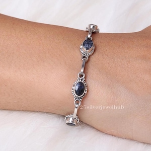 Blue Sapphire Bracelet, 925 Solid Sterling Silver Bracelet, Handmade Bracelet, September Birthstone, Bracelet For Women, Minimalist Jewelry