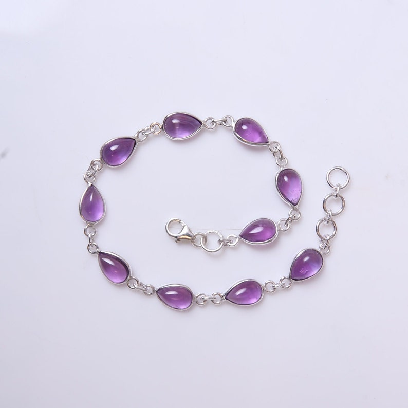 Amethyst Bracelet, 925 Sterling Silver Bracelet, Handmade Bracelet, February Birthstone Bracelet, Gemstone Silver Jewelry, Gift For Her image 5