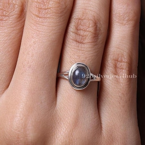 Natuurlijke labradorietring, 925 sterlingzilveren ring, handgemaakte ring, edelsteenring, hippiering, dames zilveren sieraden, verjaardagscadeau
