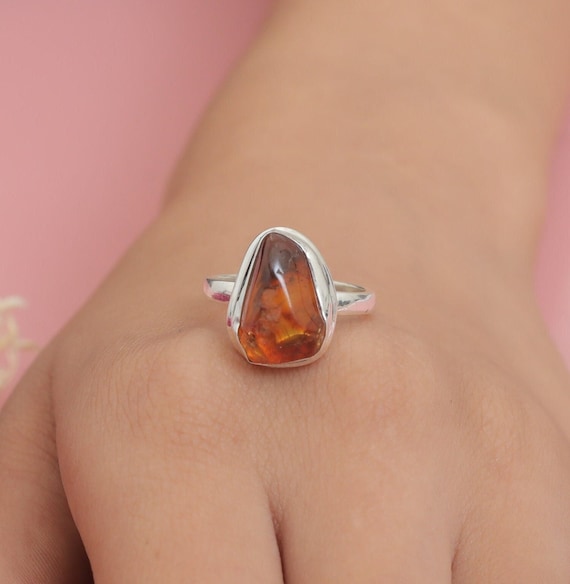 Raw Baltic Amber Ring 925 Sterling Silver Ring Rough Gemstone Ring Women Jewelry November Birthstone Ring Handmade Ring Gift for Wife Etsy Canada