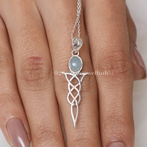 Aquamarine Pendant, 925 Sterling Silver Pendant, Bohemian Pendant, March Birthstone Necklace, Pendant Necklace, Handmade Silver Jewelry