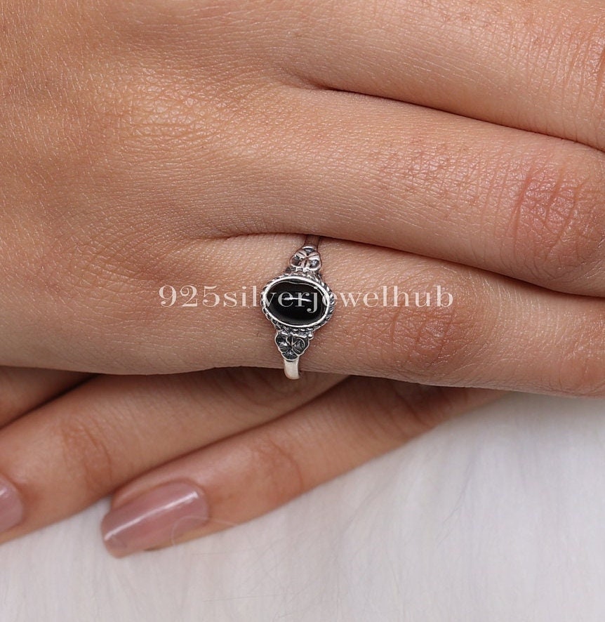 Natural Black Onyx Ring, 925 Sterling Silver Ring, December Birthstone Ring, Handmade Ring, Women Jewellery, Stone Sourced From Brazil