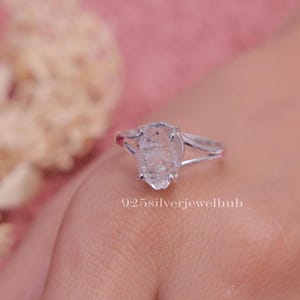 Raw Herkimer Diamond Ring, 925 Solid Sterling Silver Ring, Handmade Ring, Minimalist Gemstone Ring, Bohemian Jewellery, Gift For Her