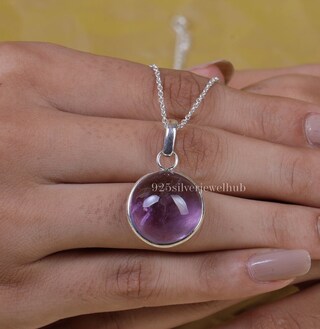 Collana In Argento 925 Con Ametista Naturale A Goccia E Farfalla - Pietra Portafortuna - Regalo Donna