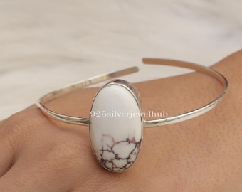 Wild Horse Cuff, 925 Sterling Silver Cuff Bracelet, Statement Cuff, Handmade Bangle Bracelet, Natural Gemstone Jewellery, Bangle For Women