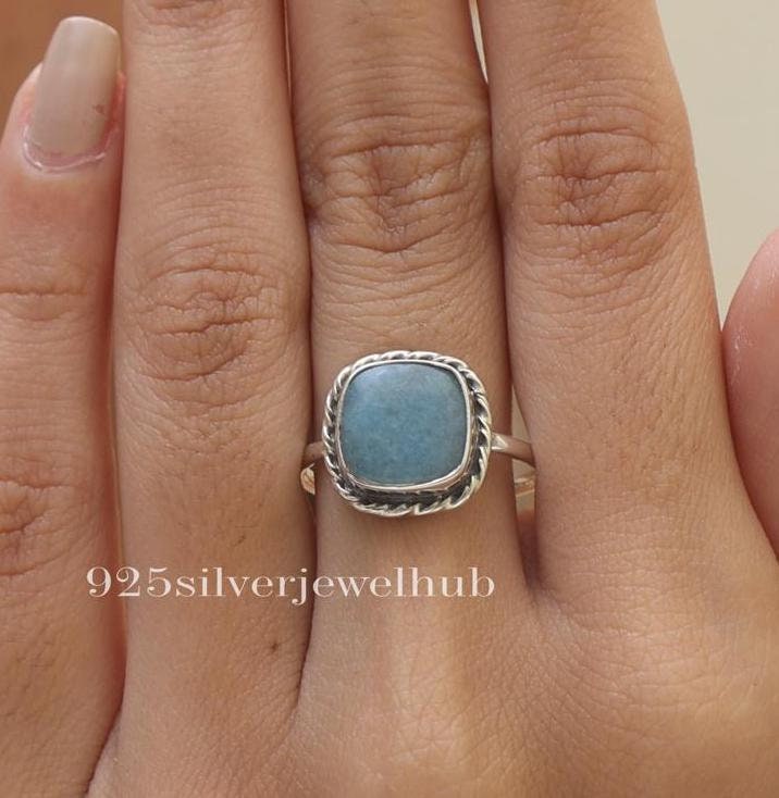 Trolite Quartz Ring, 925 Solid Sterling Silver Ring, Cushion Shaped Ring, April Birthstone, Handmade Jewellery, Anniversary Gift For Wife