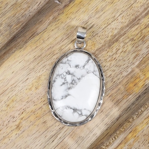 Howlite Pendant, 925 Sterling Silver Pendant, Gemstone Silver Necklace, Handmade Pendant, Boho Jewellery, Hippie Necklace, Pendant For Women