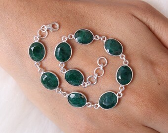 BRIESTA Emerald 新品未使用 1個【レア商品】 Emerald Bracelet, 925 Sterling Silver Bracelet, Faceted