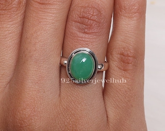 ハンドメイドグリーンオニキスリング、925スターリングシルバー