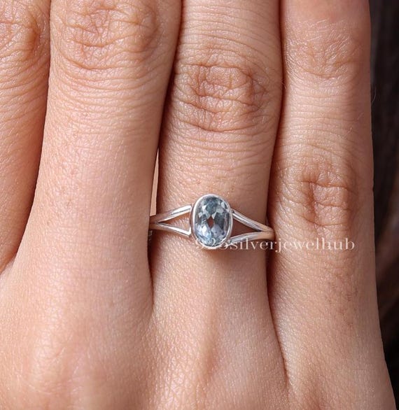 Anello fatto a mano con topazio blu naturale per regalo di Natale Anello da donna con gioielli in argento sterling 925 – acquista a prezzi convenienti