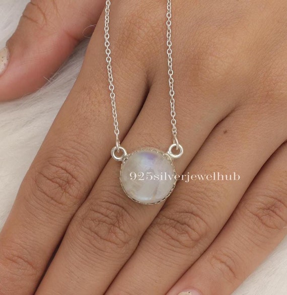 Collana Sole E Luna Con Pietra Di Luna: Argento Sterling 925, Ciondolo 23mm, Regalo Significativo