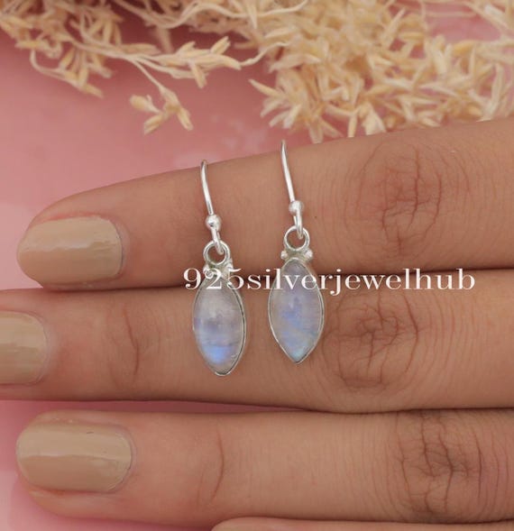 June Birthstone Moonstone Earrings Rainbow Moonstone Earrings, 925