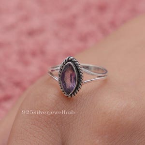 Natural Amethyst Ring ,925 Sterling Silver Ring, February Birthstone Ring, Handmade Ring, Boho Ring Women Silver Jewellery, Gift For Her